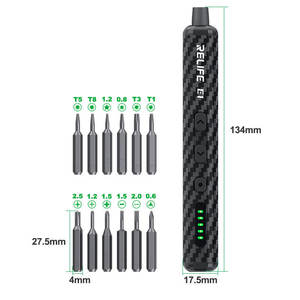 リサイクルE1カーボンファイバー製電動トルクドライバーセット。12個のスロットを備え、携帯電話の修理や分解ツールとして使用できます。
