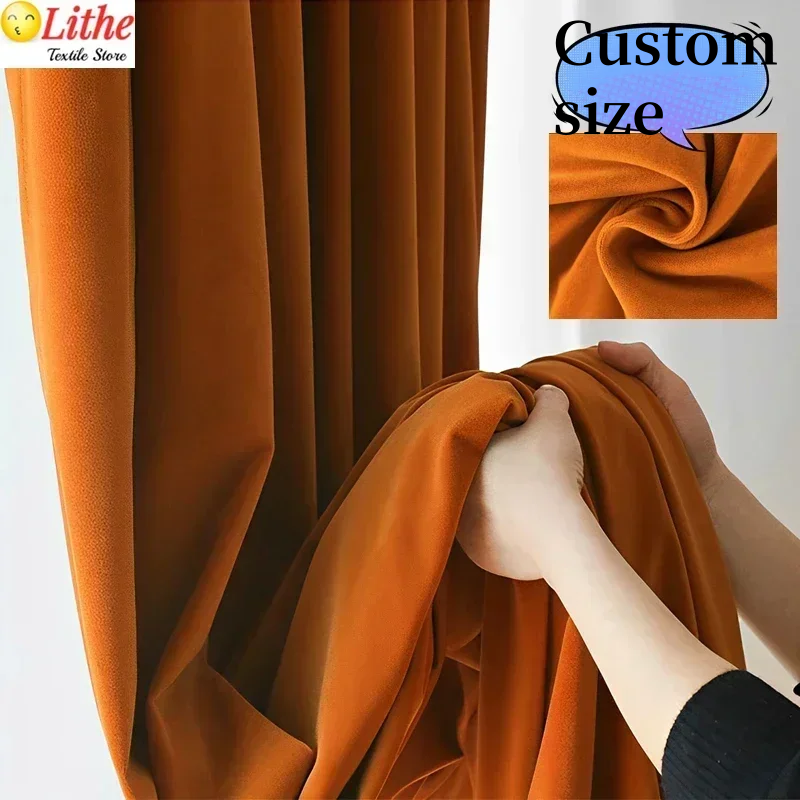 Luxury Thermal Curtains for Living Room Blackout Bedroom Hall Warm velvet Elegant Anti-cold Insulating Fabric Decor Custom Size