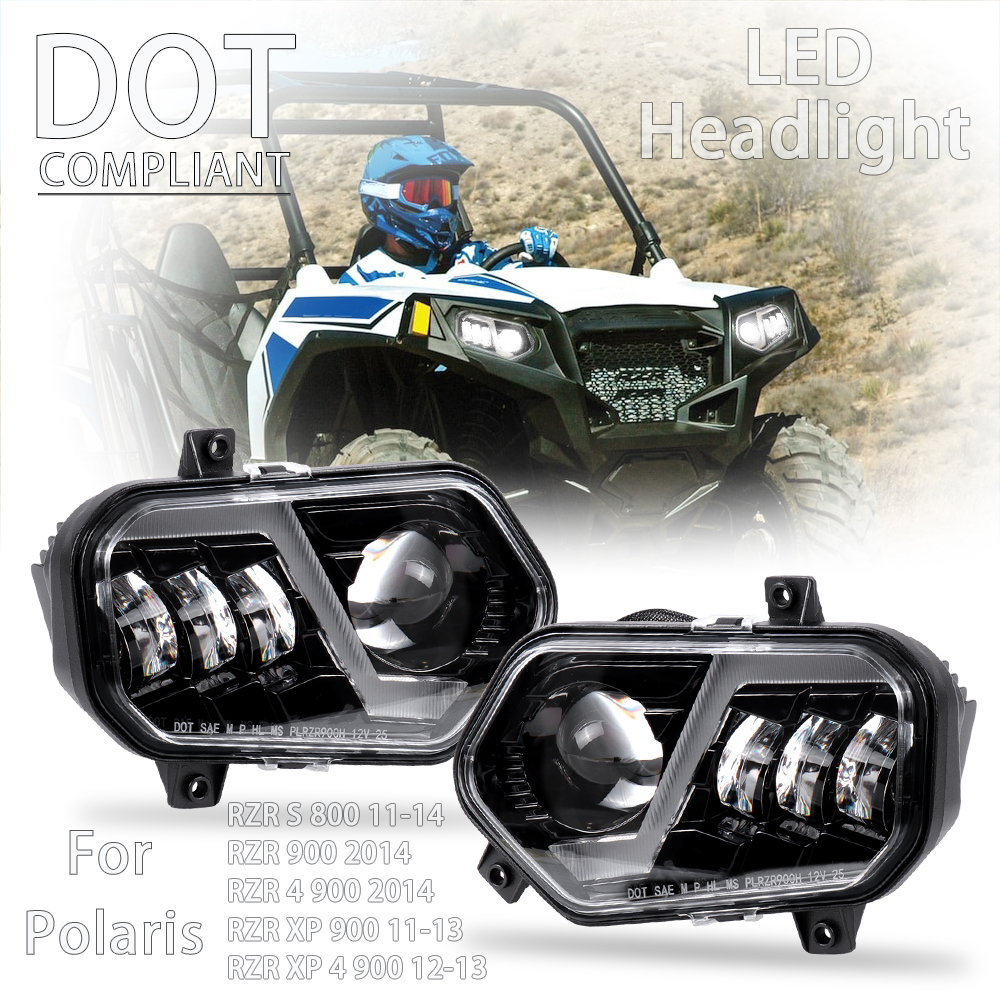E24 LED ヘッドライトヘッドランプポラリス RZR XP 4 900 S 800 2011 2012 2013 2014 MRZR UTV ランニングライト DRL 2411854 2411855