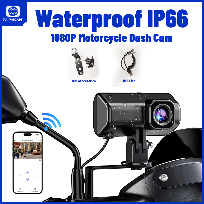 1080P フル HD オートバイダッシュカム内蔵 WiFi IP66 防水耐衝撃プロの乗馬安全レコーダー