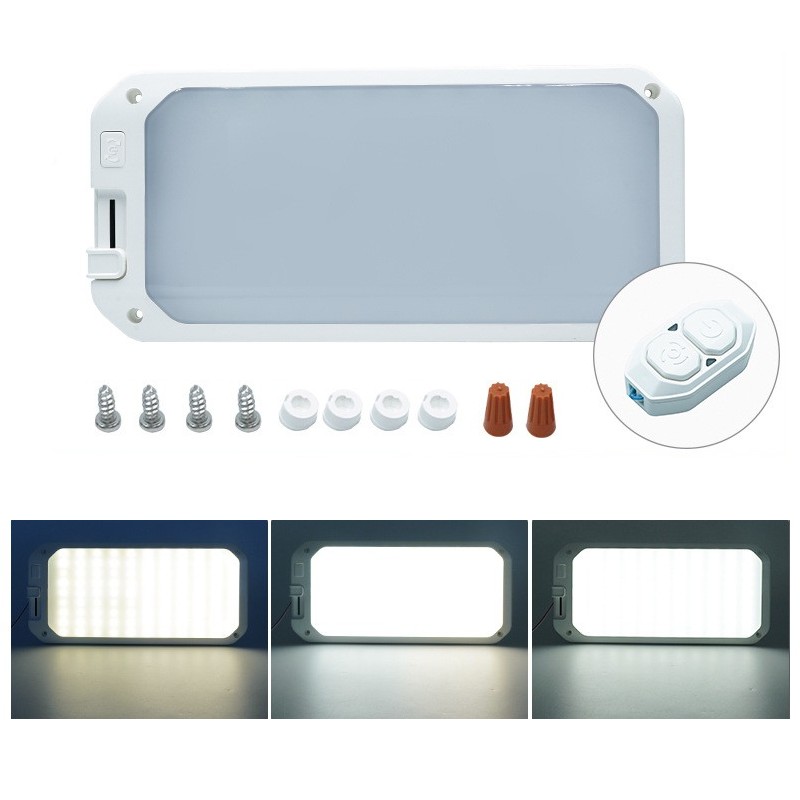 RV ライト 12V LED キャンピングカーライト ボート トレーラー インテリア ライト 3 色 3000-6500K 調光可能な RV シーリングライト リモコン付き