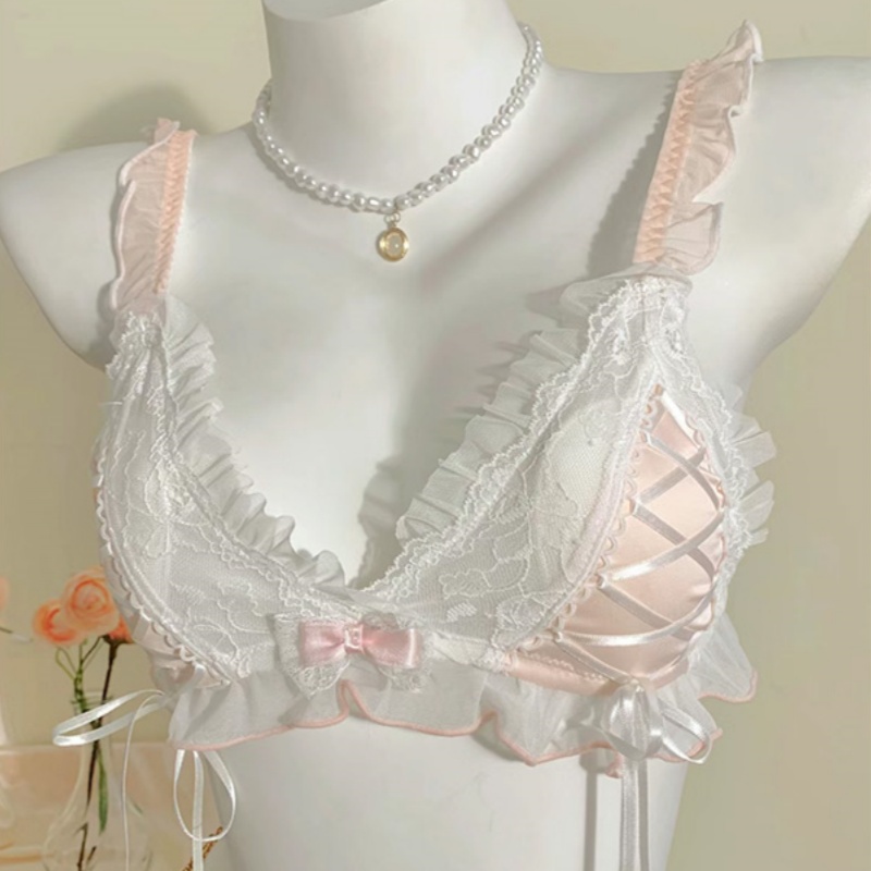 ロリータ少女薄いかわいいレース小さなブラジャー女性三角カップブラジャーセクシーな