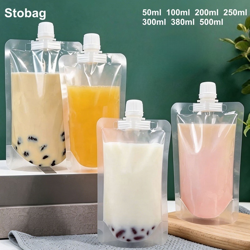 StoBag 50 個透明/つや消し液体包装ノズルバッグ飲料小型クリアジュース飲料密封保管再利用可能なポーチ