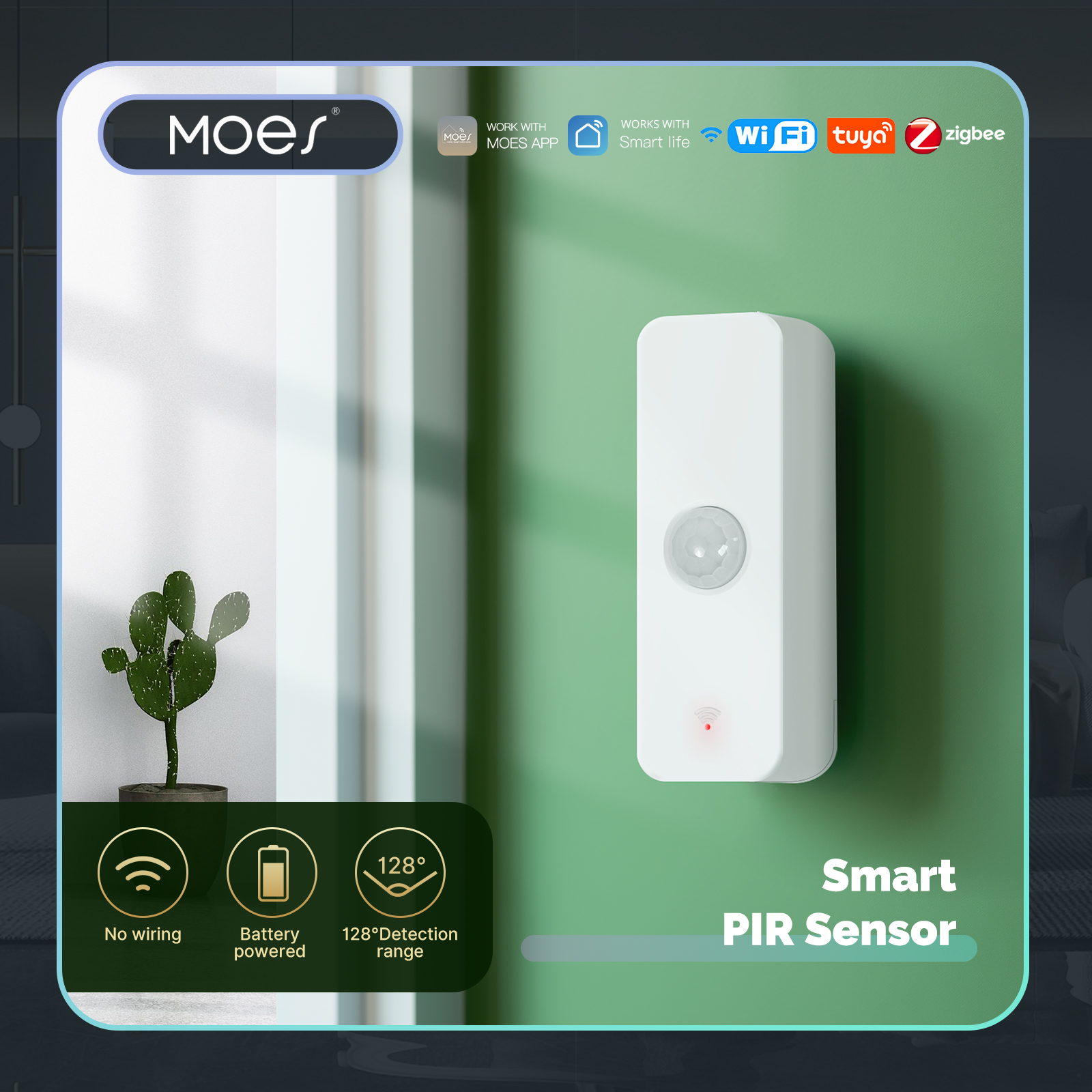 MOES Tuya WiFi/ZigBee スマート PIR センサー人体赤外線モーション検出器ホームセキュリティシーンリンケージオートメーションバッテリー電源