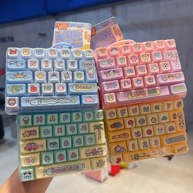 26 Keys Keyboard Keychain Bag Charm Pendant Decompress 26 Grid Keyboard Keychains Press Button Anti Stress Keyring 26 키 키보드 키체인