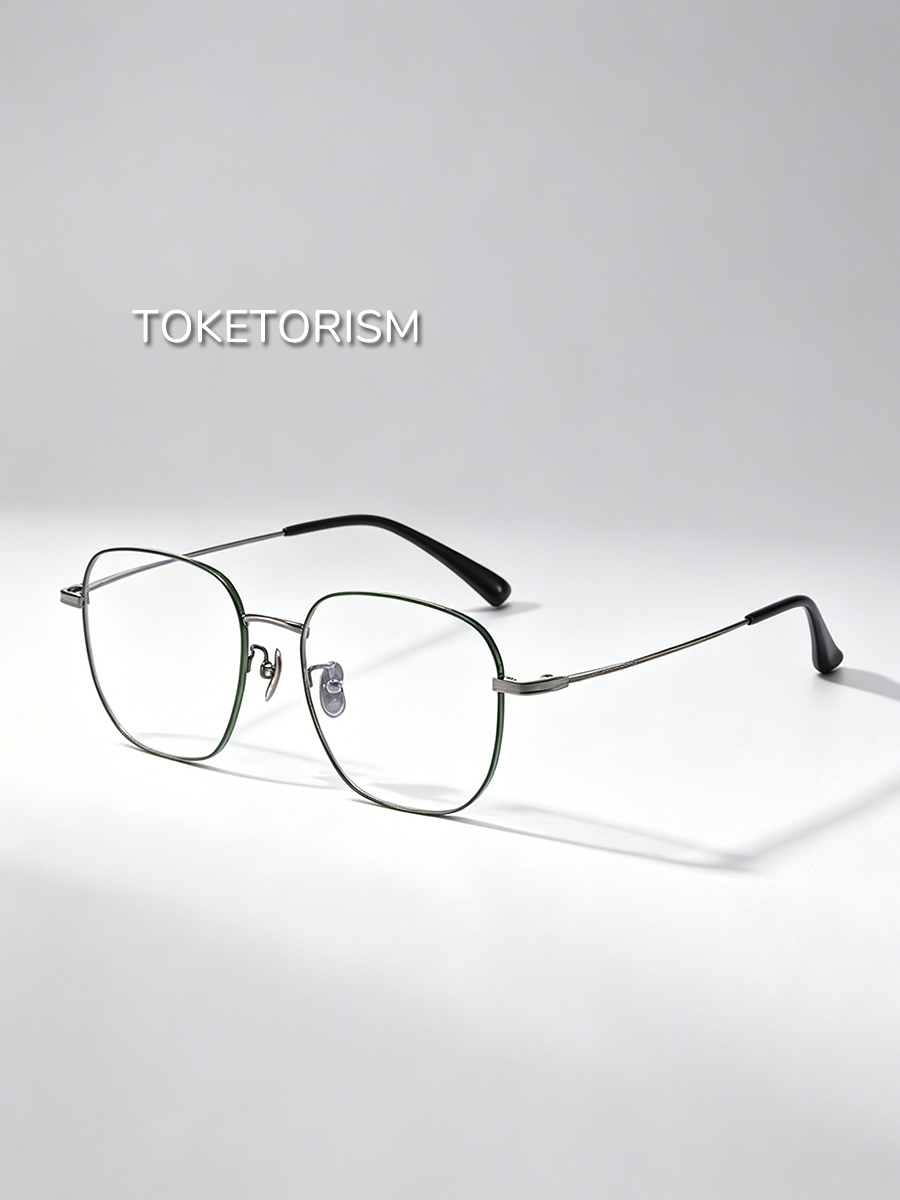 Toketorism ブルーライトブロックメガネ女性用チタン合金軽量眼鏡フレーム男性用