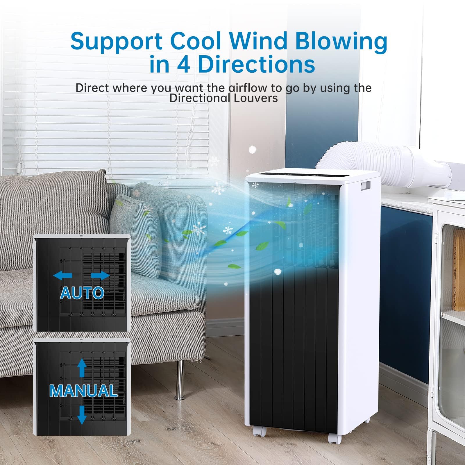 最大 350 平方メートルの部屋用のポータブル 8000 BTU エアコンFt リモコン付き 強力冷却 ホワイト