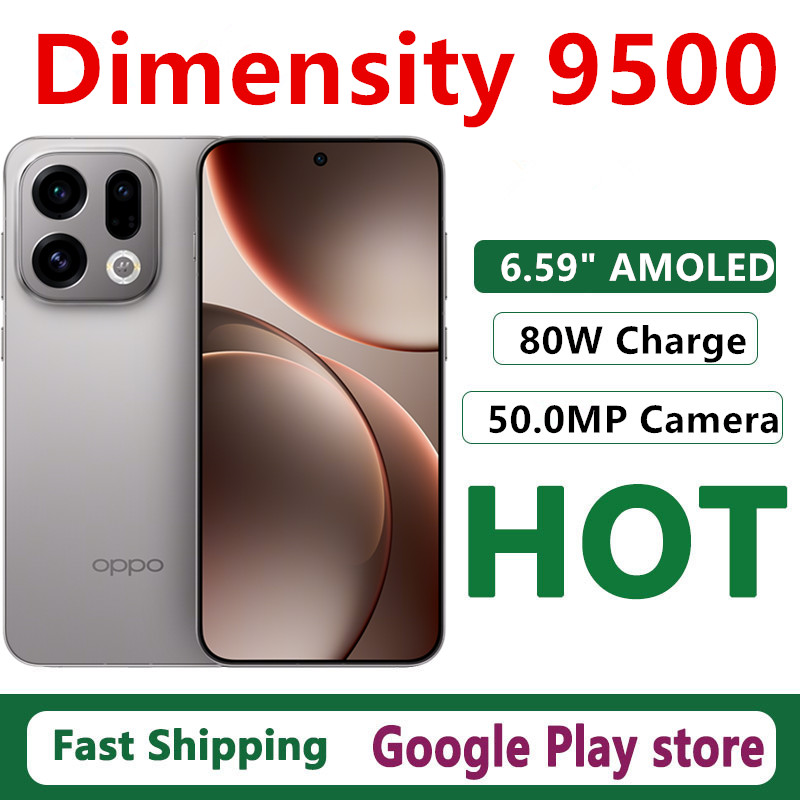 オリジナル Oppo Find X9 携帯電話寸法 9500 IP69 防水 6.59 "AMOLED 120HZ 50.0MP カメラ 80 ワット充電 7025mAh バッテリー