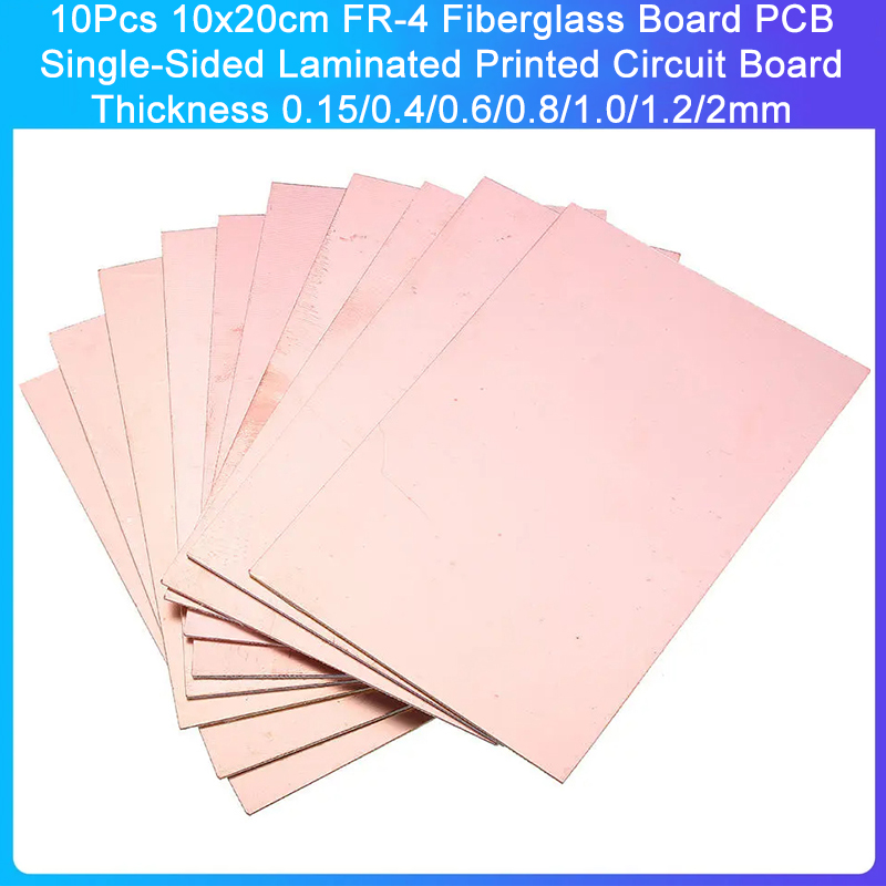 10 個 10 × 20 センチメートル FR-4 グラスファイバーボード PCB 片面積層プリント基板の厚さ 0.15/0.4/0.6/0.8/1.0/1.2/2 ミリメートル