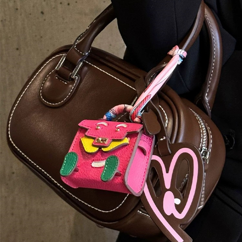 かわいい革子犬ミニバッグチャームバーキンケリーハンドバッグペンダント女性のバッグイヤホンケース Diy アクセサリー