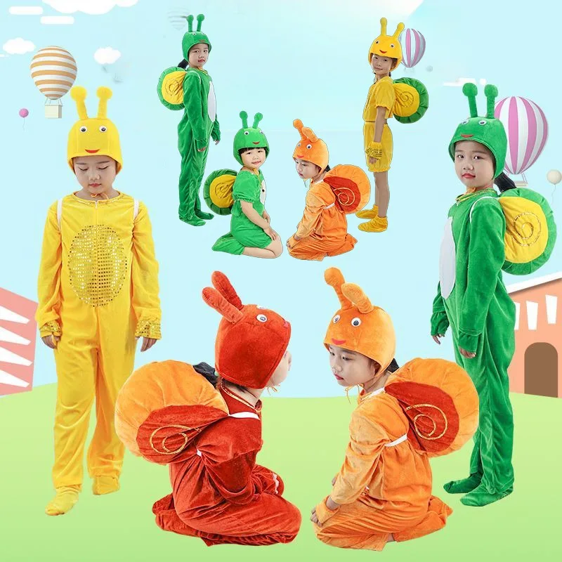 子供カタツムリコスチューム男の子と女の子のためのナメクジ服セット子供カタツムリハロウィンパーティーコスプレ動物軟体動物服
