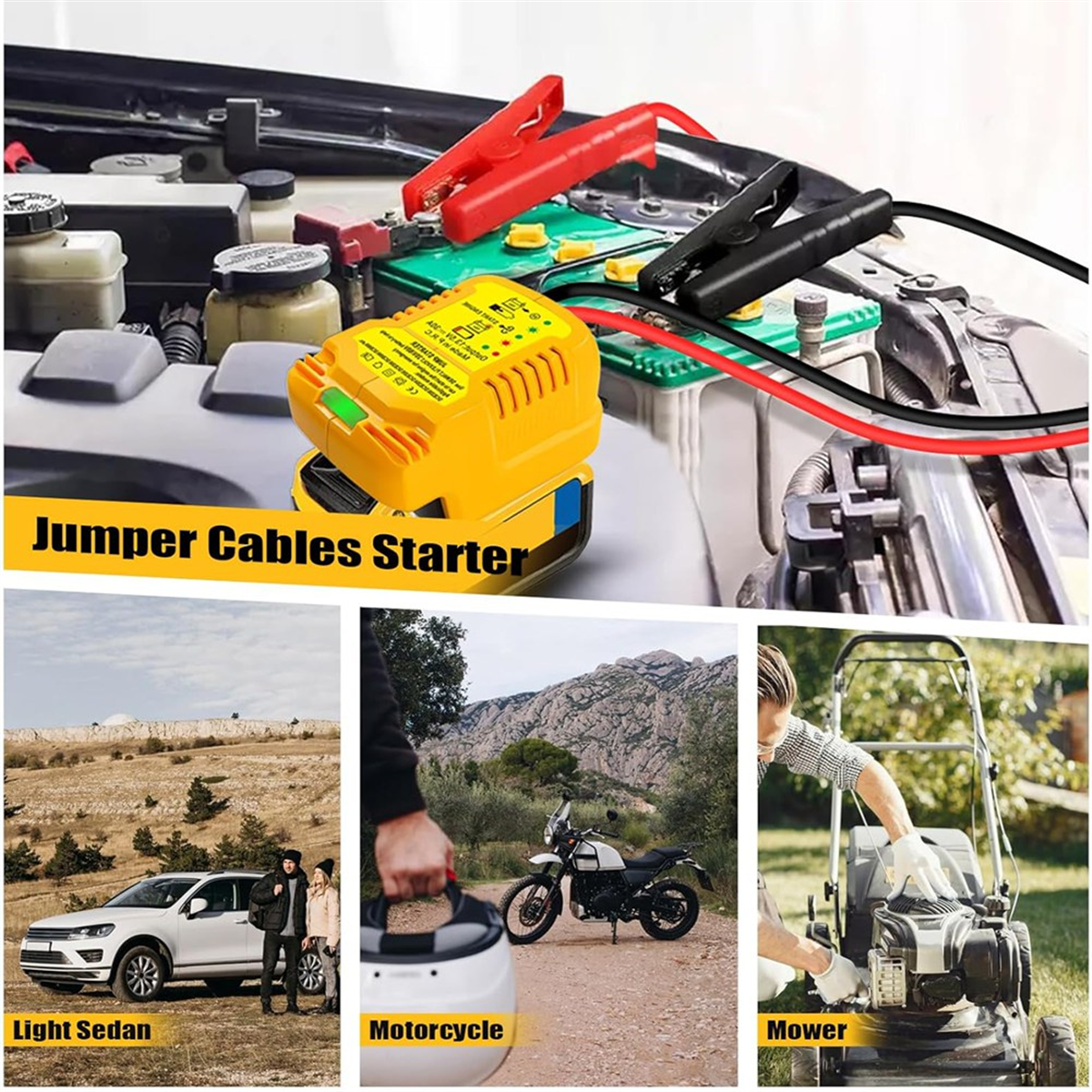DQ2G 車ジャンプスターターアダプター DeWalt 20V 60V バッテリージャンパーケーブル付き 11 ゲージ車バッテリージャンプスターター