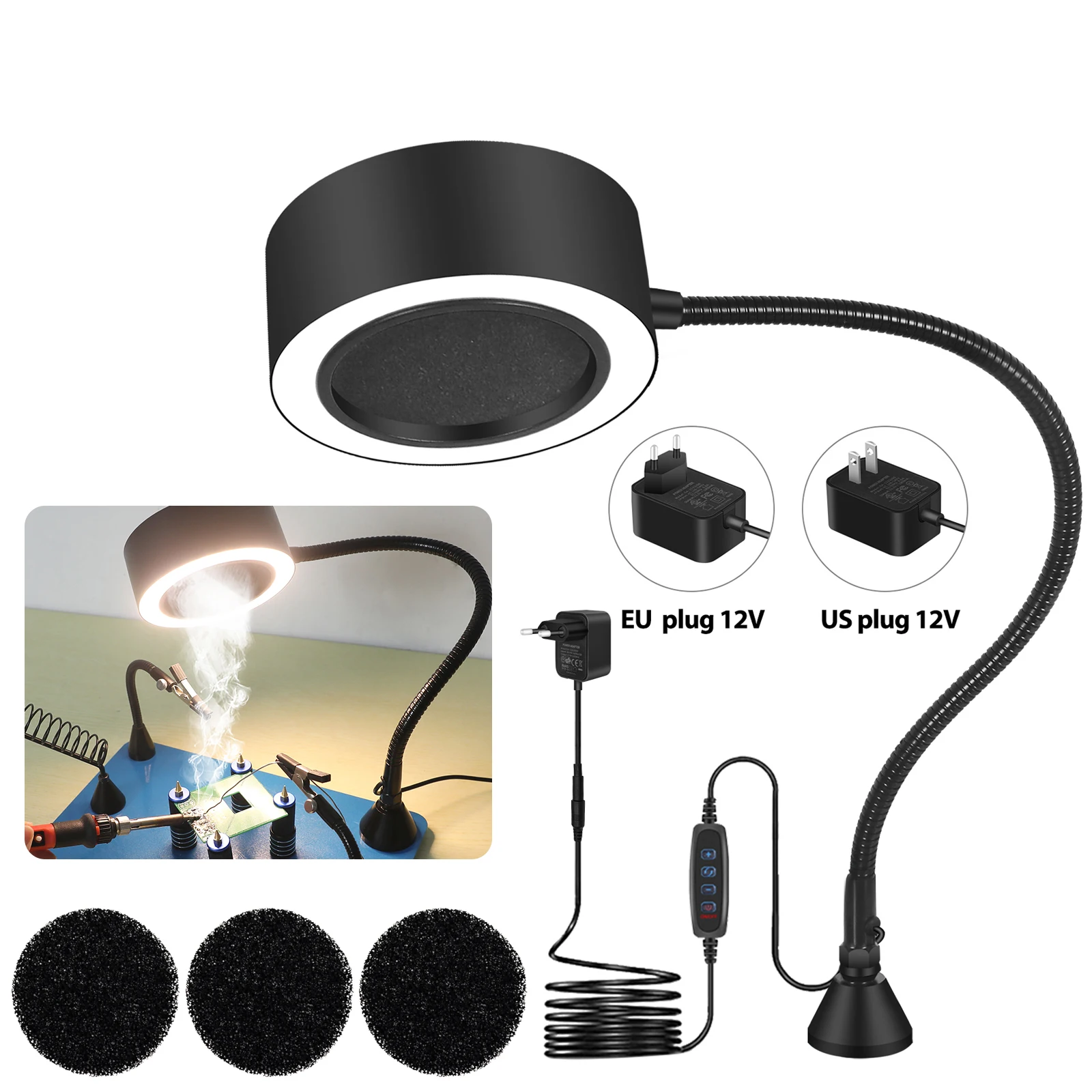 NEWACALOX はんだ吸煙剤リムーバーヒューム 3 色 LED ライト 3 活性炭 DIY 作業ファンはんだステーション用