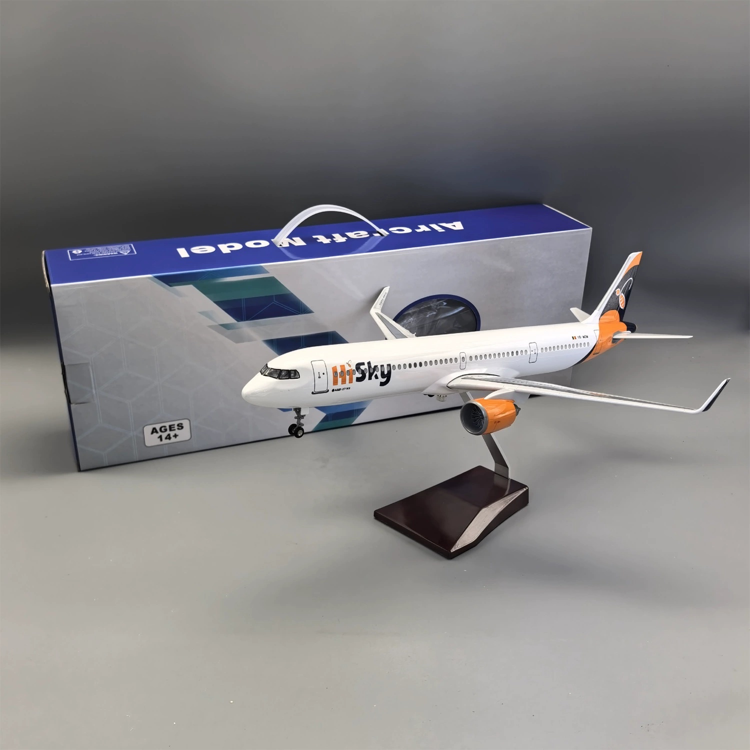 1/100 スケール HiSky ヨーロッパ A321 Neo 飛行機モデル樹脂プラモデル 44 センチメートルダイキャストミニチュア飛行機 (タッチまたはサウンドコントロール)