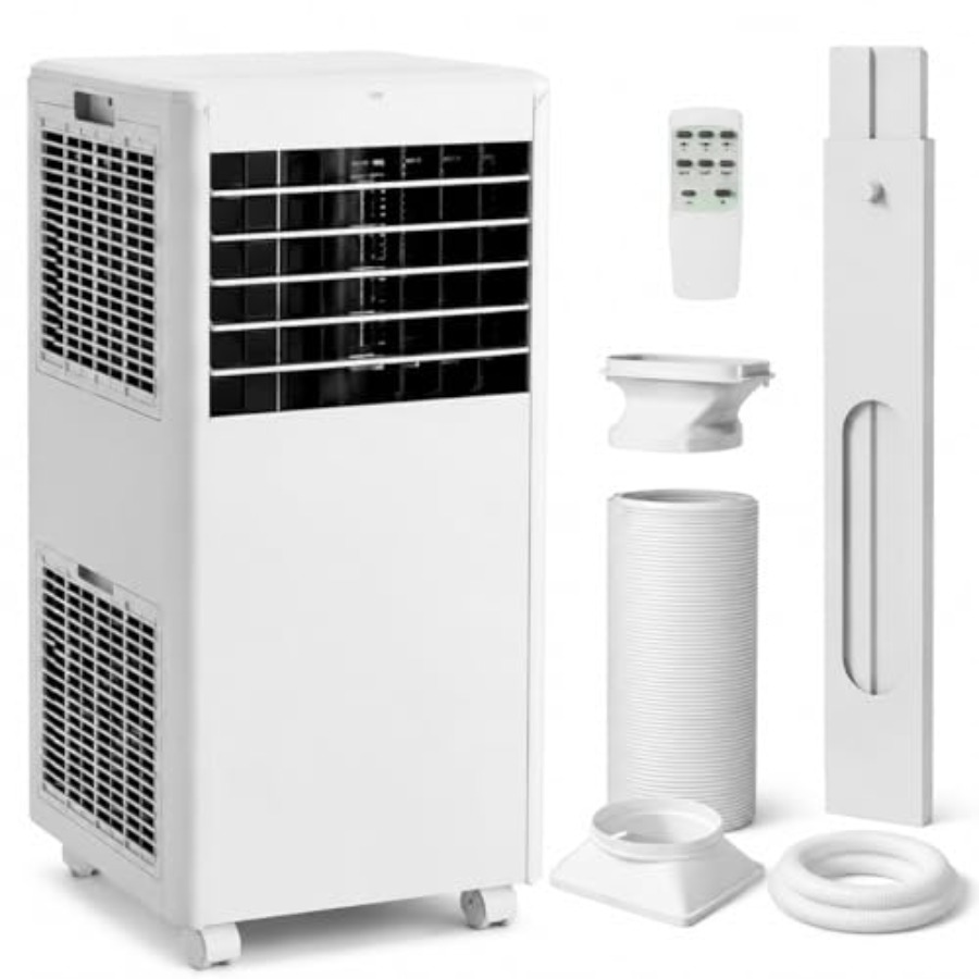 寝室オフィス寮用のポータブルエアコン: 8000 BTU、最大 350 平方フィート冷却可能なコンパクトな白いユニット、3-in-1 冷却除湿器