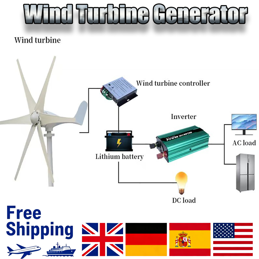 1000W 2000W 3000W 12V 24V 48V 風力タービン発電機 インバーターと MPPT 充電コントローラー付き 風車電力システム家庭用