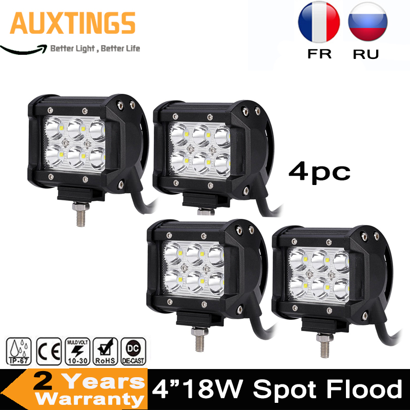 4 インチ 18 ワット Led ワークライトバースポットフラッドビームオフロード運転バー 12V LED ランプインジケータオートバイトラクタートラック