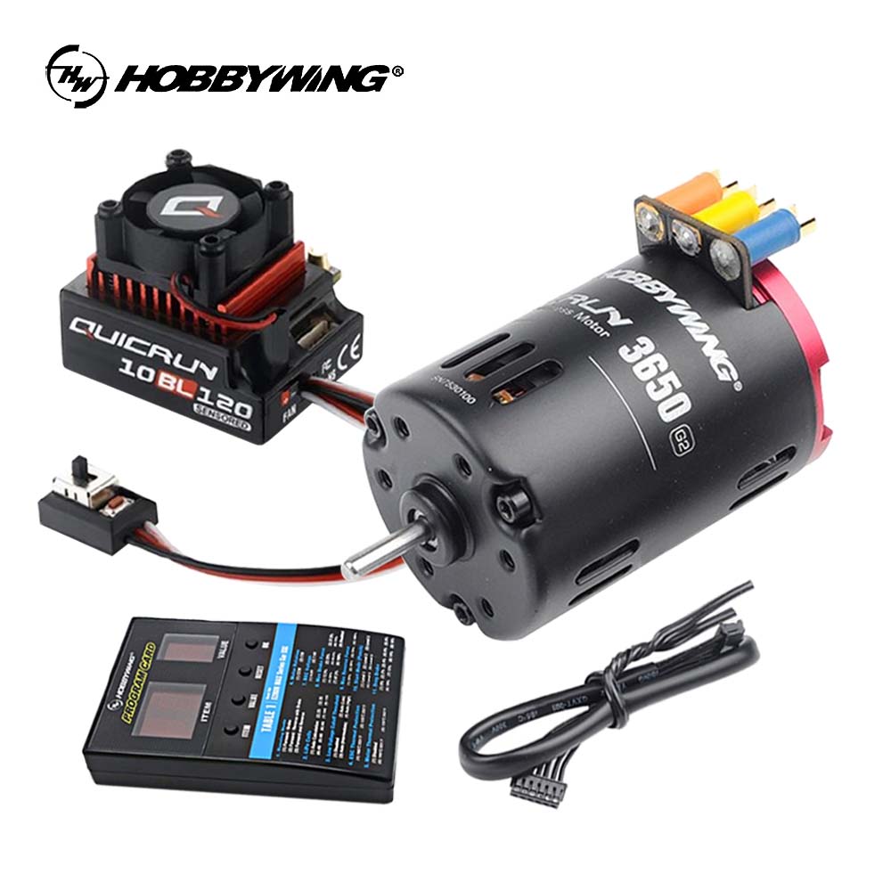 Hobbywing QuicRun 3650 ブラシレス G2 モーター 10BL 120A ESC および LED プログラムボックス付き一般コンボ 1/10 Rc レーシングカー用