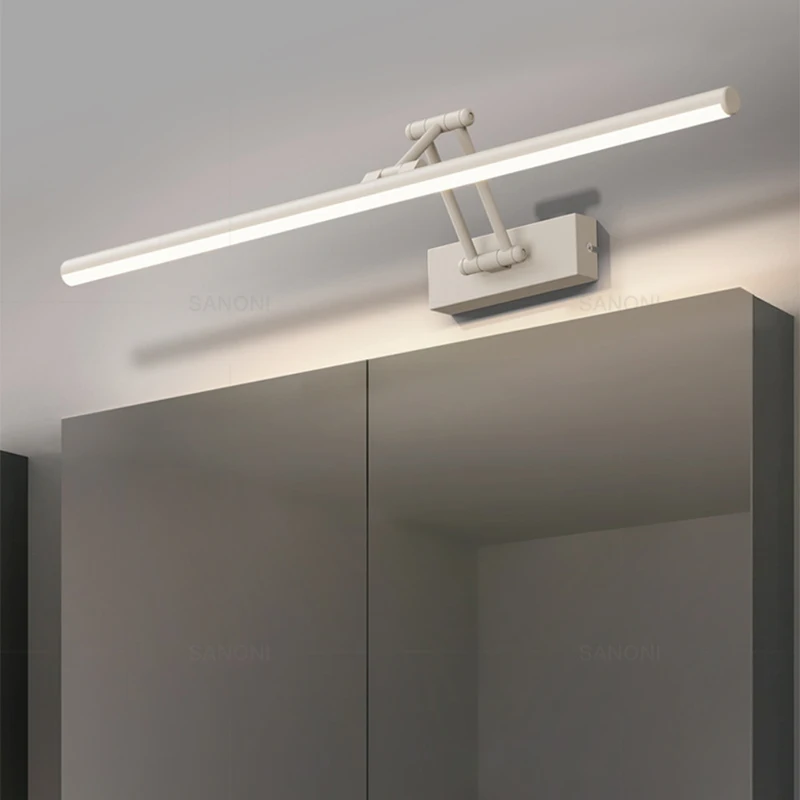 現代の LED ウォールランプバスルームミラーランプ格納式黒、白の化粧鏡ライト照明器具壁画壁取り付け用燭台の上