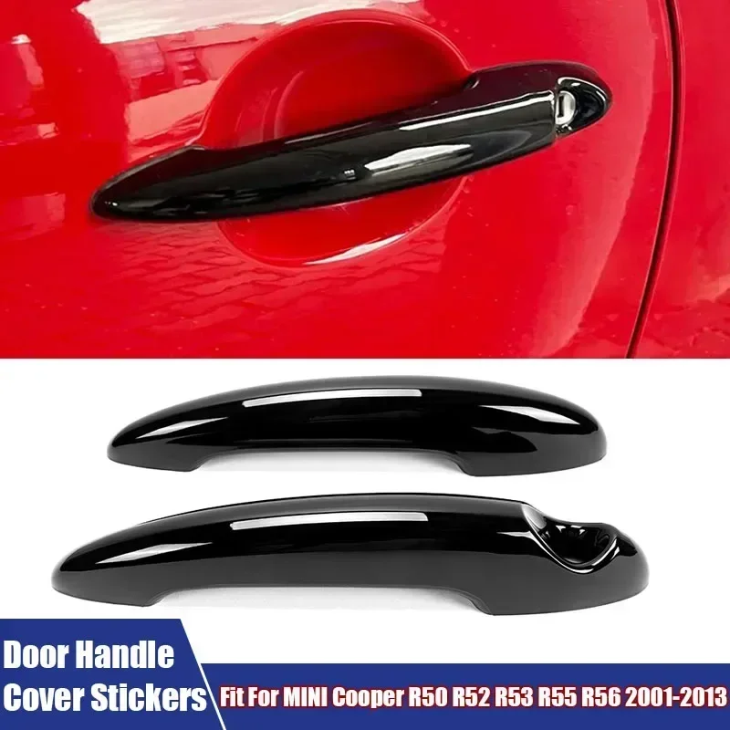 2 ピース/セット車のドアハンドルカバーステッカーミニクーパー R50 R52 R53 R55 R56 2001-2013 カーアクセサリードアハンドルトリムカバー