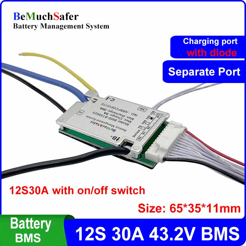 43.2V 12S 30A バッテリー BMS 12S30A 42V 43V 保護ボード PCM スイッチ温度検出器付き DIY 電動自転車バッテリー用の個別のポート