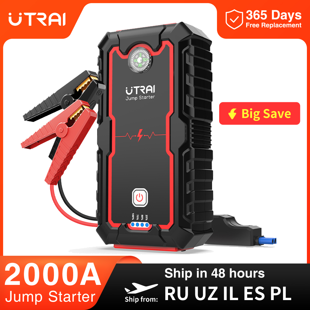UTRAI ジャンプスターター電源銀行 2000A/1000A ポータブル車のバッテリースターター 12V 車の緊急ブースタースターター始動装置