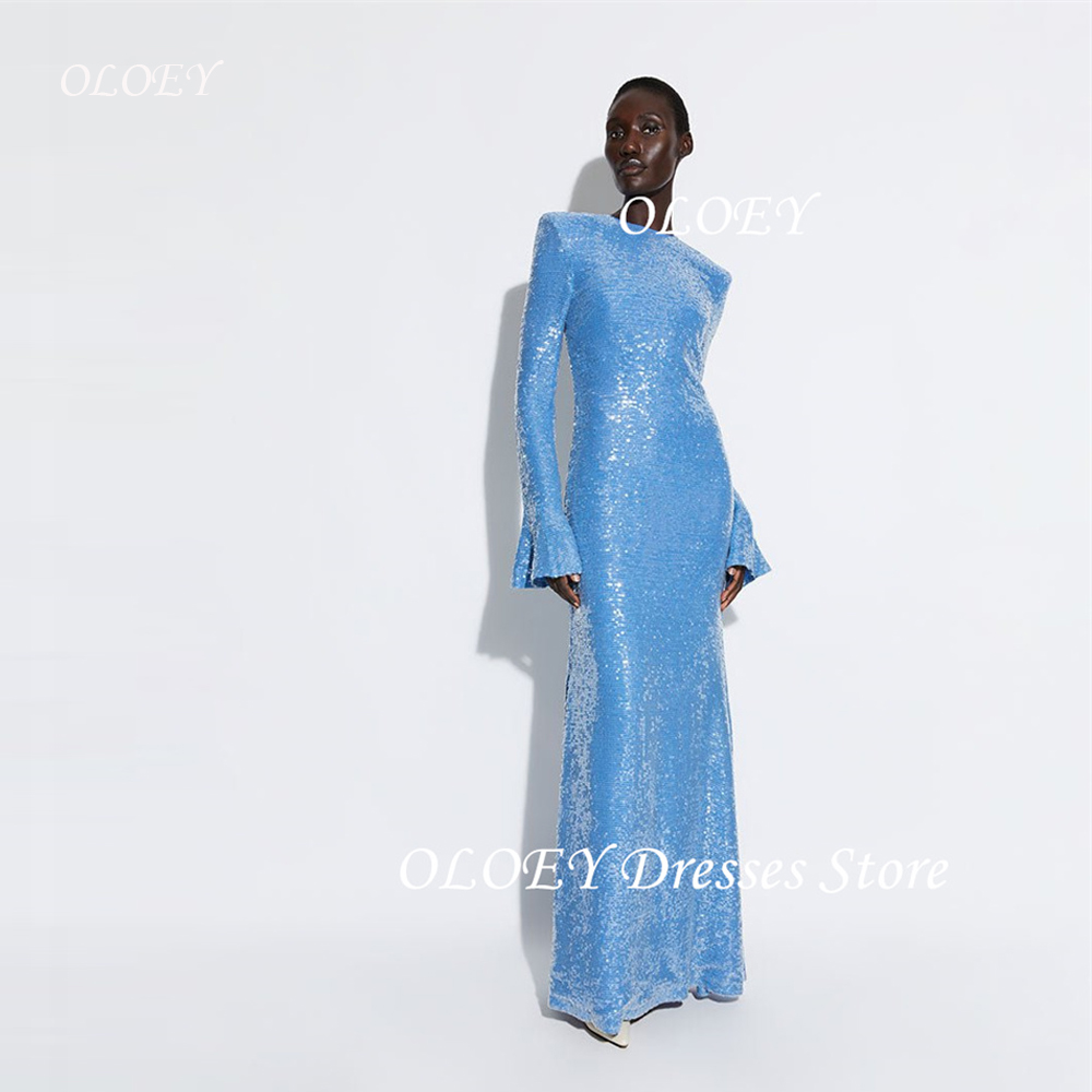 OLOEY キラキラアフリカ女性のイブニングドレスの女性長袖ささやかなスパンコール光沢のあるウエディングドレスフォーマルパーティードレスカスタマイズ