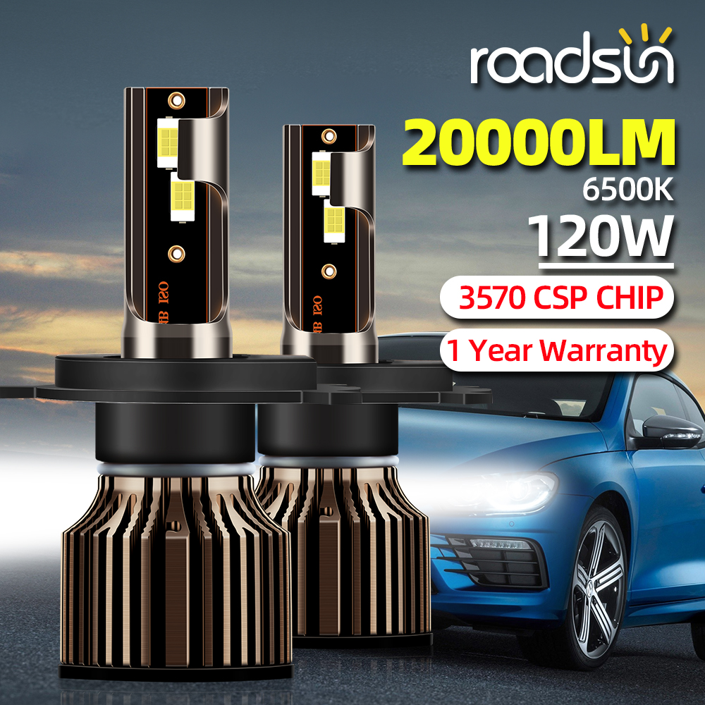 Roadsun H4 LED ヘッドライト H1 H7 H8 H9 H11 9005 HB3 9006 HB4 車の Led ライト 20000LM 120 ワット 6500 K CSP チップハイトロービームフォグランプ