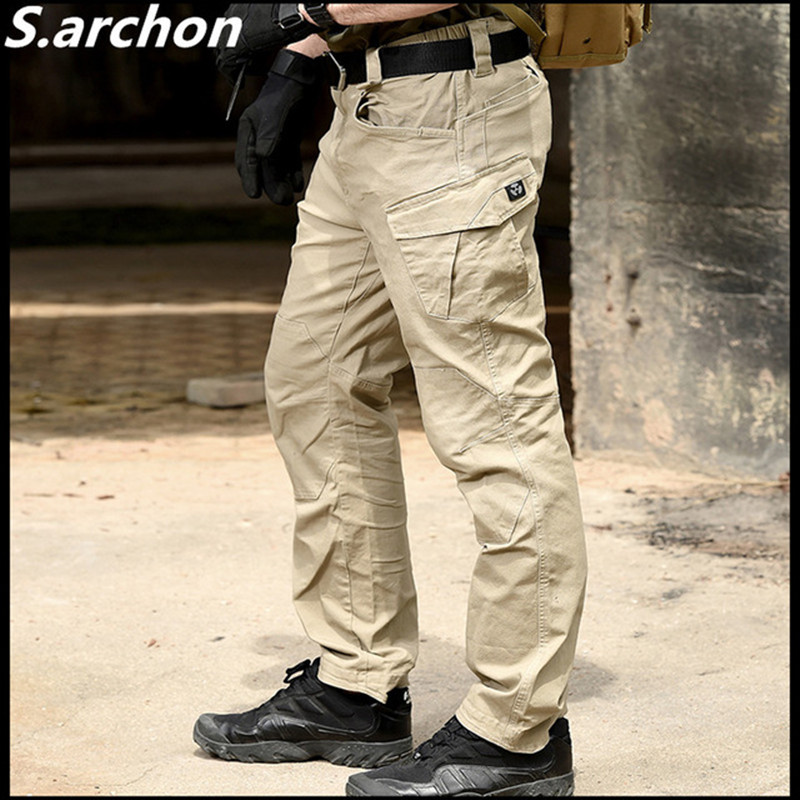 S.archon SWAT 戦闘軍事戦術パンツ男性大マルチポケット軍カーゴパンツカジュアルコットンセキュリティボディーガードズボン