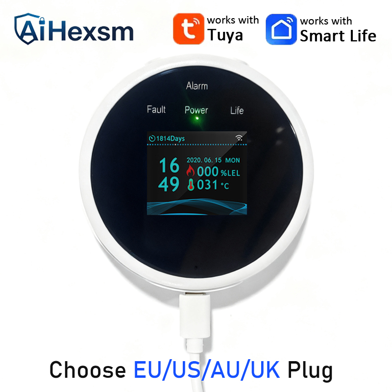 ホット EU/米国/AU/英国プラグ安全スマートホームガス漏れセンサー Tuya WiFi LPG 漏れ警報スマートライフアプリ火災セキュリティ検出器制御