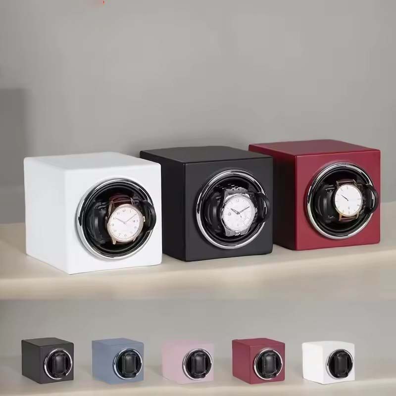 カスタムロゴ自動時計ワインダーボックス垂直マット塗装ケースミニモーター自動時計コンパクト電動巻き OEM