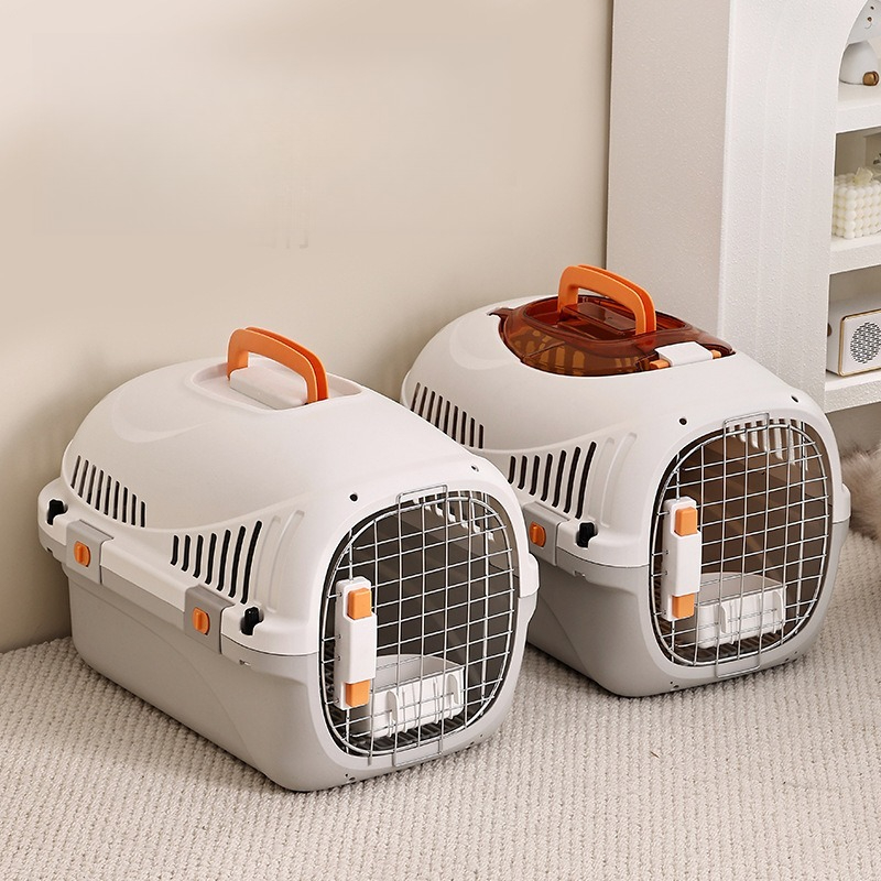 シート下ペットキャリア 50x32x33cm ソフトグリップ通気性ポータブル猫トラベルケージ軽量 PP 子犬用小型猫小屋