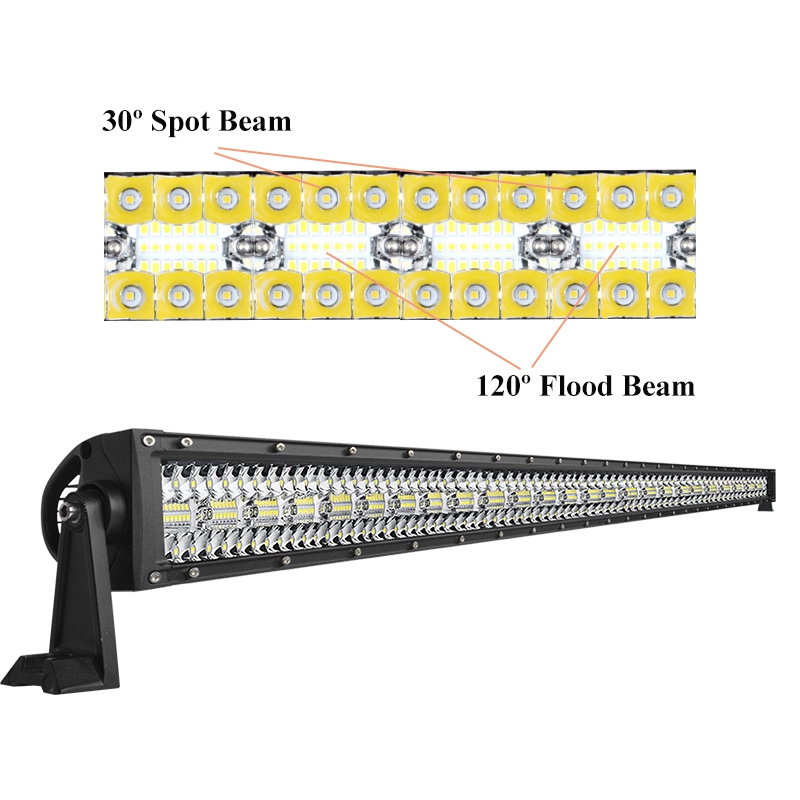3 行 22/32/42/52 インチ湾曲 LED ライトバー 12V 24V オフロード 4x4 駆動 LED スポットライト大型トラック車トラクター LED 作業ヘッドランプ