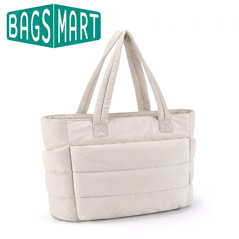 BAGSMART レディースバッグ 大容量 ソリッドカラー トートバッグ 多目的ハンドバッグ 通勤 学生クラス ショッピングバッグ