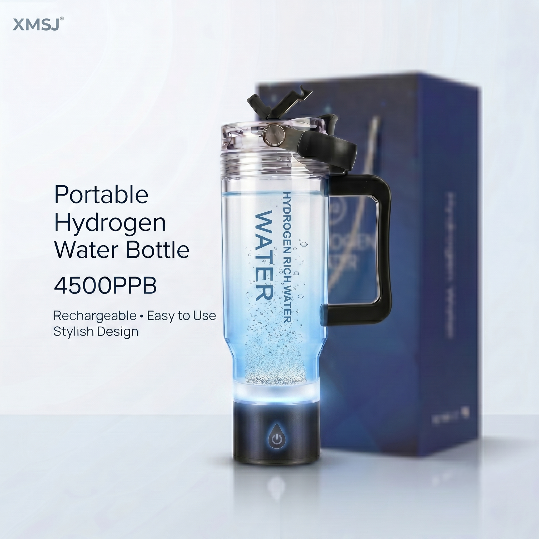 ポータブル水素水ボトル 750 ミリリットル充電式電気水素豊富な水カップハンドル付き車旅行オフィス