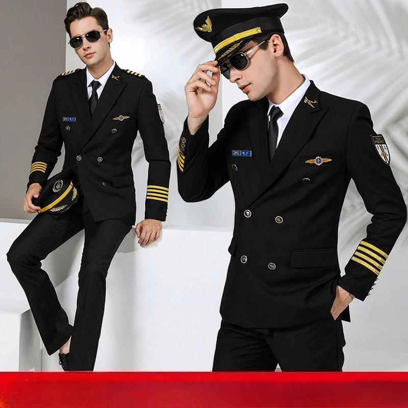 パイロット航空会社の制服プロパティ作業服航空キャプテン制服プロフェッショナルスーツ客室乗務員男性航空制服航空ホスト