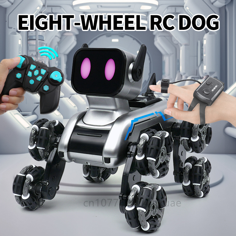 スマートリモコンロボット犬リモコンおもちゃ子供の電気機械犬ギフト男の子スタント 8 輪ファンシードリフト