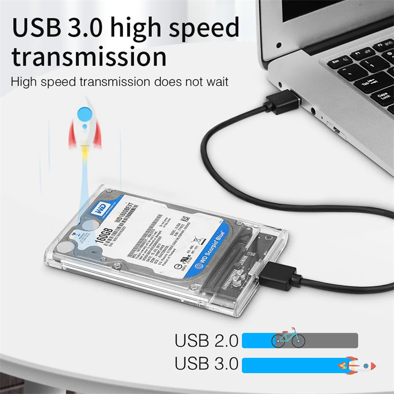 透明 2.5 インチ HDD エンクロージャ SSD SATA to USB 3.0 Type-C 3.1 ポータブル外付けハードドライブケース 工具不要