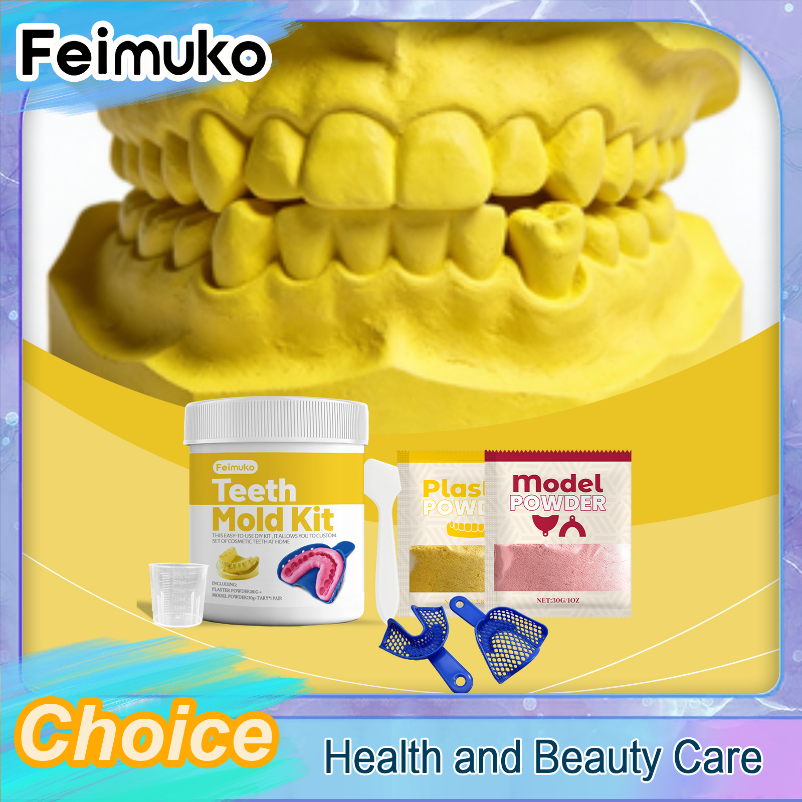 Feimuko 歯科用金型キット DIY 歯モデルキット 歯科ラボツール オーラルケア歯のプロファイル作成キット 石膏型歯モデルスーツ