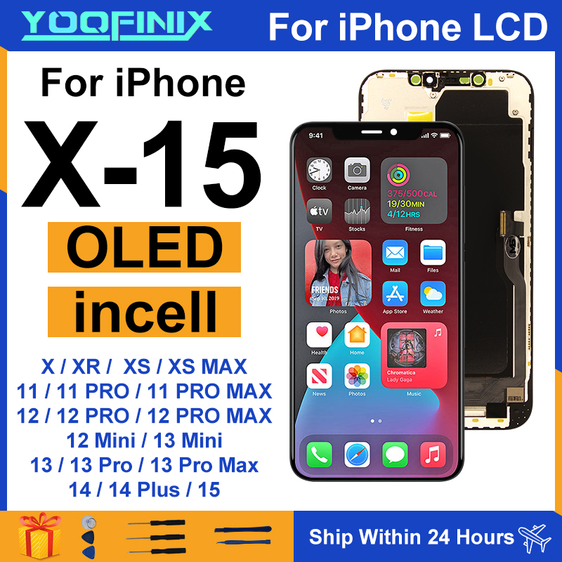 OLED iPhone × XR 液晶 XS 最大ディスプレイタッチスクリーン iPhone 11 プロマックスディスプレイ 12 プロ 13 ミニ 14 15 液晶交換部品