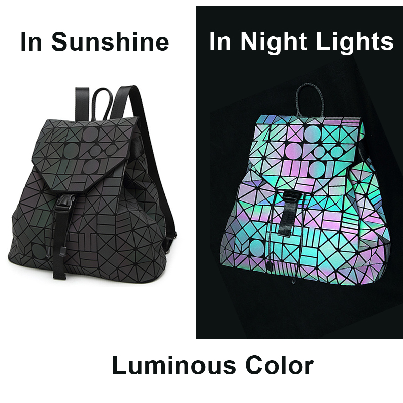発光女性バックパック女性の幾何学的なスパンコールスクールバックパック女の子ティーンエイジャー Bagpack バックパック通学ホログラフィック