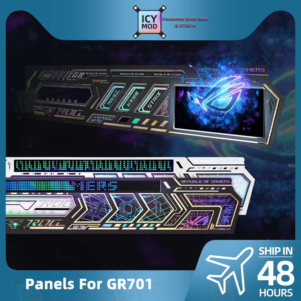 4 個 ASUS ROG GR701 ケースパネルデータモニターゲーマー修理済みシャーシ 5V3PIN ARGB PC シュラウド DIY キャビネット MOD マグネット ATX 再構築
