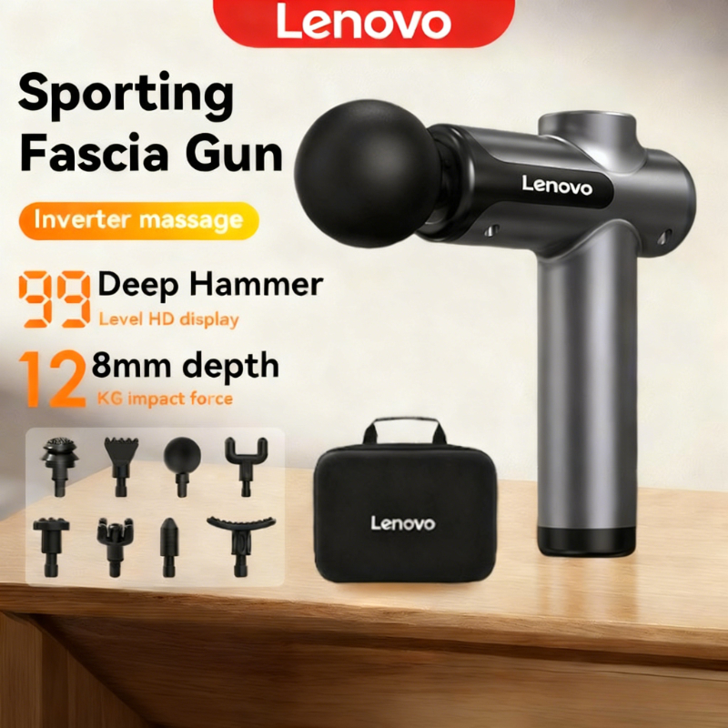 Lenovo 強力なワイヤレスマッサージガン 8 マッサージヘッド充電式肩背中首腰脚電動筋膜ガン