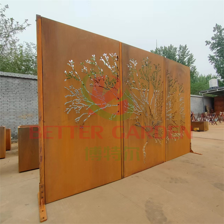 Custom Outdoor Divider Panel Art Deco Design Style Durable Corten Steel Screen for Outdoor Room Division