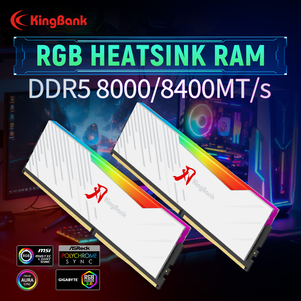 KINGBANK KRRW DDR5 RAM 48GB (24GBx2) RGB 8000MT/s 8400MT/s CL38 1.5V Intel XMP3.0/ AMD EXPO デスクトップコンピュータメモリ Hynix Mダイ