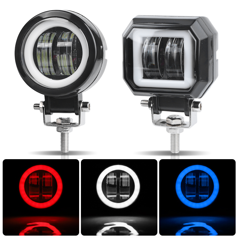 3 インチ 7D オートバイ LED スポットライトエンジェルアイズハローヘッドライト LED ドライビングライトワークライトバーポッドオフロード 4 × 4 車ジープ SUV