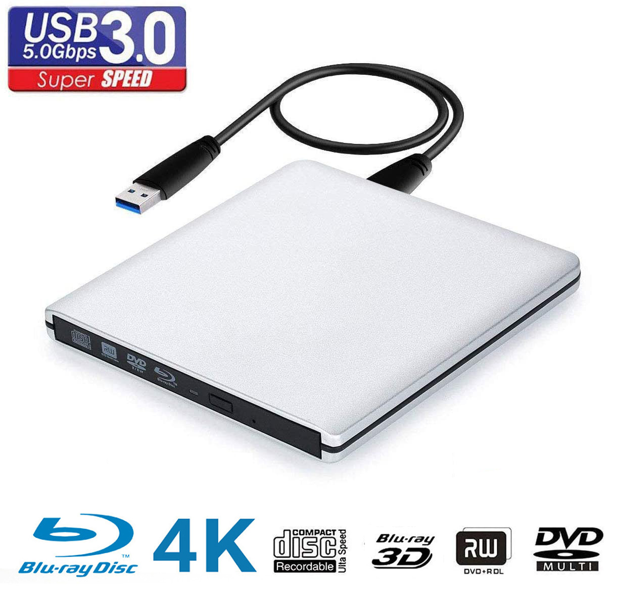 UHD 4K ブルーレイ バーナー USB3.0 外付け光学式 DVD ドライブ 3D ブルーレイ プレーヤー レコーダー BD-RE/ROM Windows/MAC OS と互換性あり