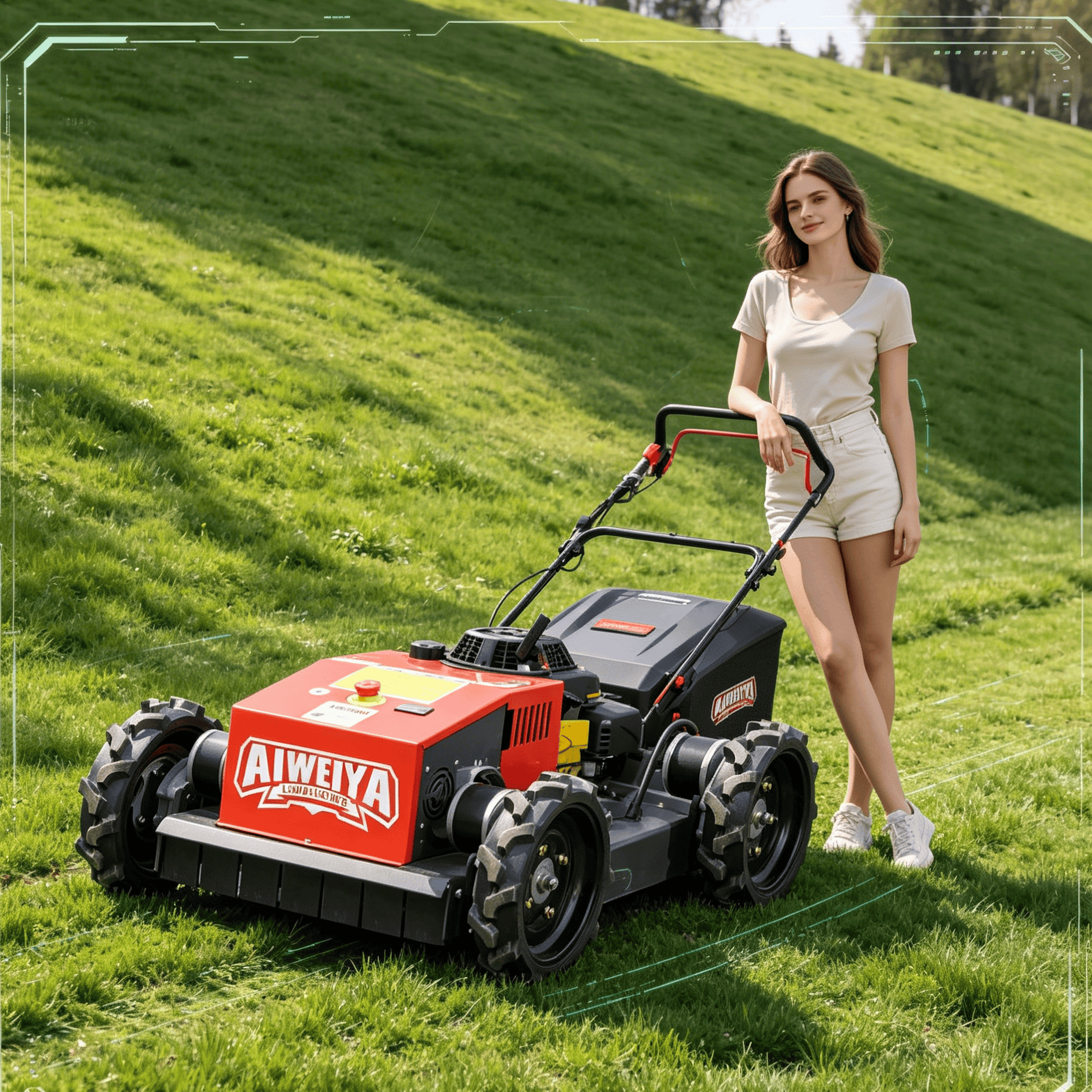 カスタマイズされた CE ユーロ V 承認のガソリン芝刈りロボット高トルクエンジンの安定した動作で、険しい丘陵地帯のグリーンベルトブッシュカットに対応