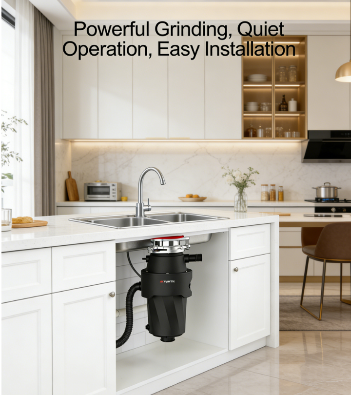 Electric Food Waste Disposer Household & Hotel Use Stainless Steel Continuous Feed Garbage Disposal with Powerful Motor