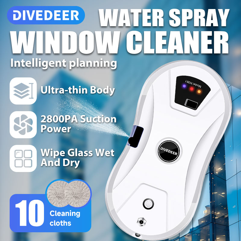 DIVEDEER ウィンドウクリーナーロボット水スプレー自動水スプレー機能落下防止磁気ガラスホームスマート掃除機
